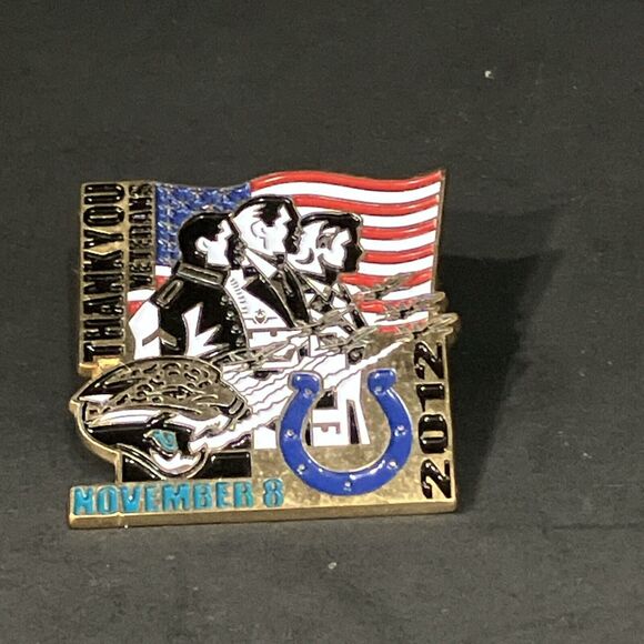 Thank You Veterans Lapel‎ Pin, US Flag Pin, Jaguars vs Colts, Commemorative Pin - Picture 1 of 4